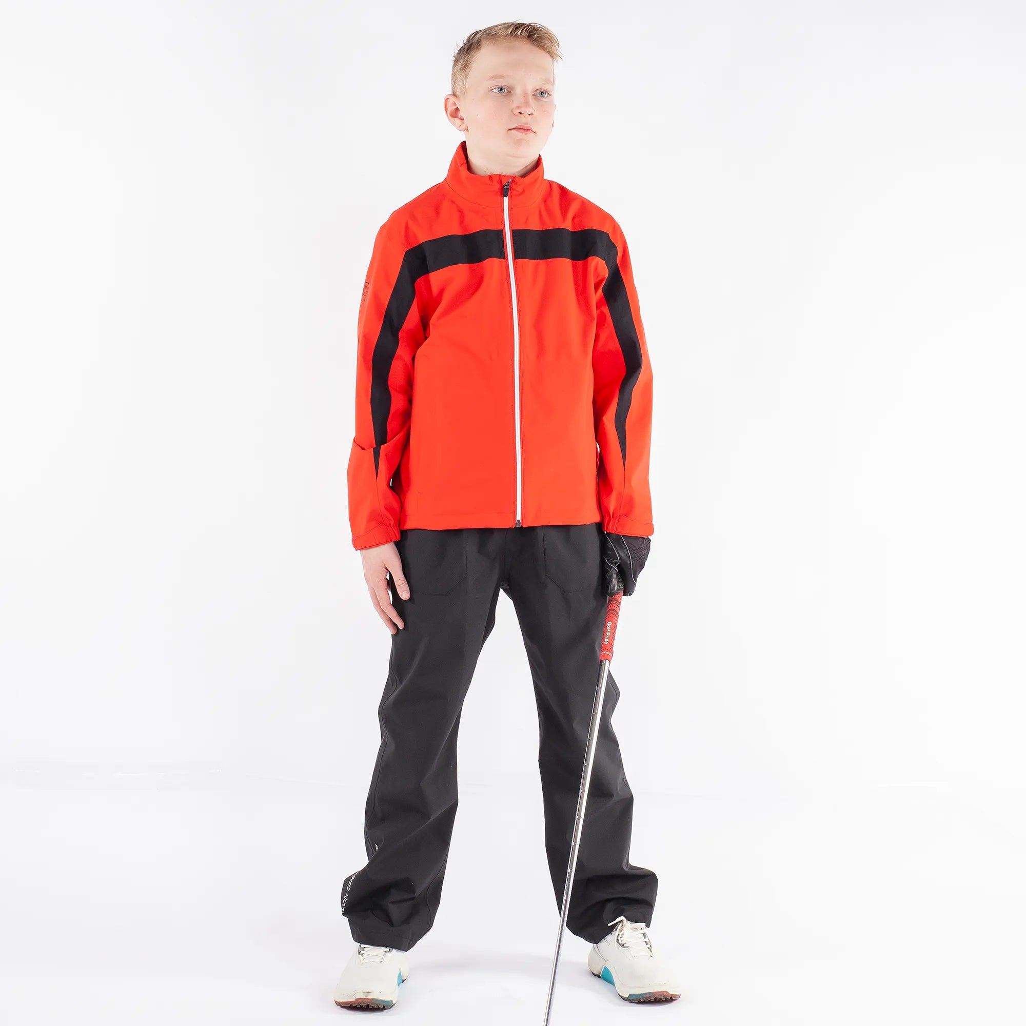 Robert is a Waterproof golf jacket for Juniors in the color Red(1)