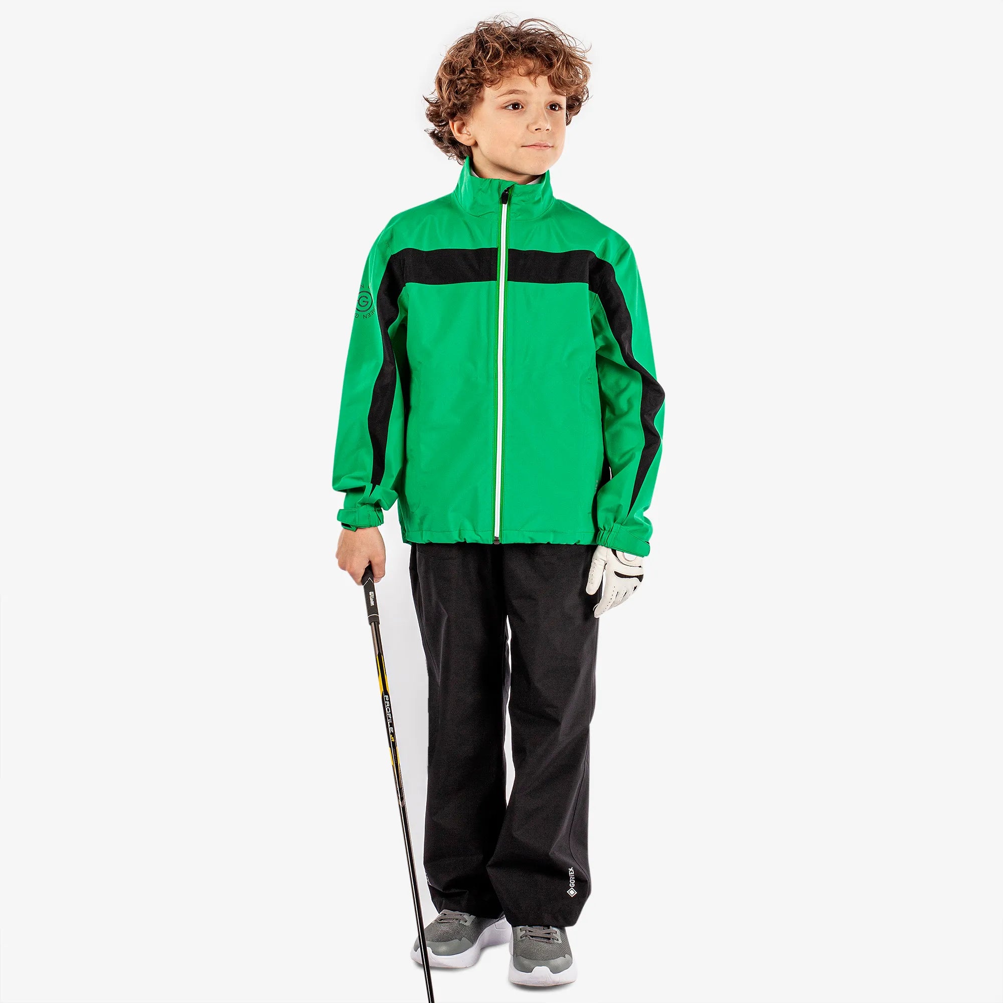 Robert is a Waterproof golf jacket for Juniors in the color Golf Green(2)