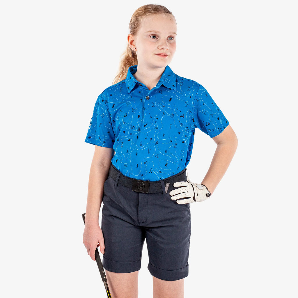 Rowan is a Breathable short sleeve golf shirt for Juniors in the color Blue/Navy(1)
