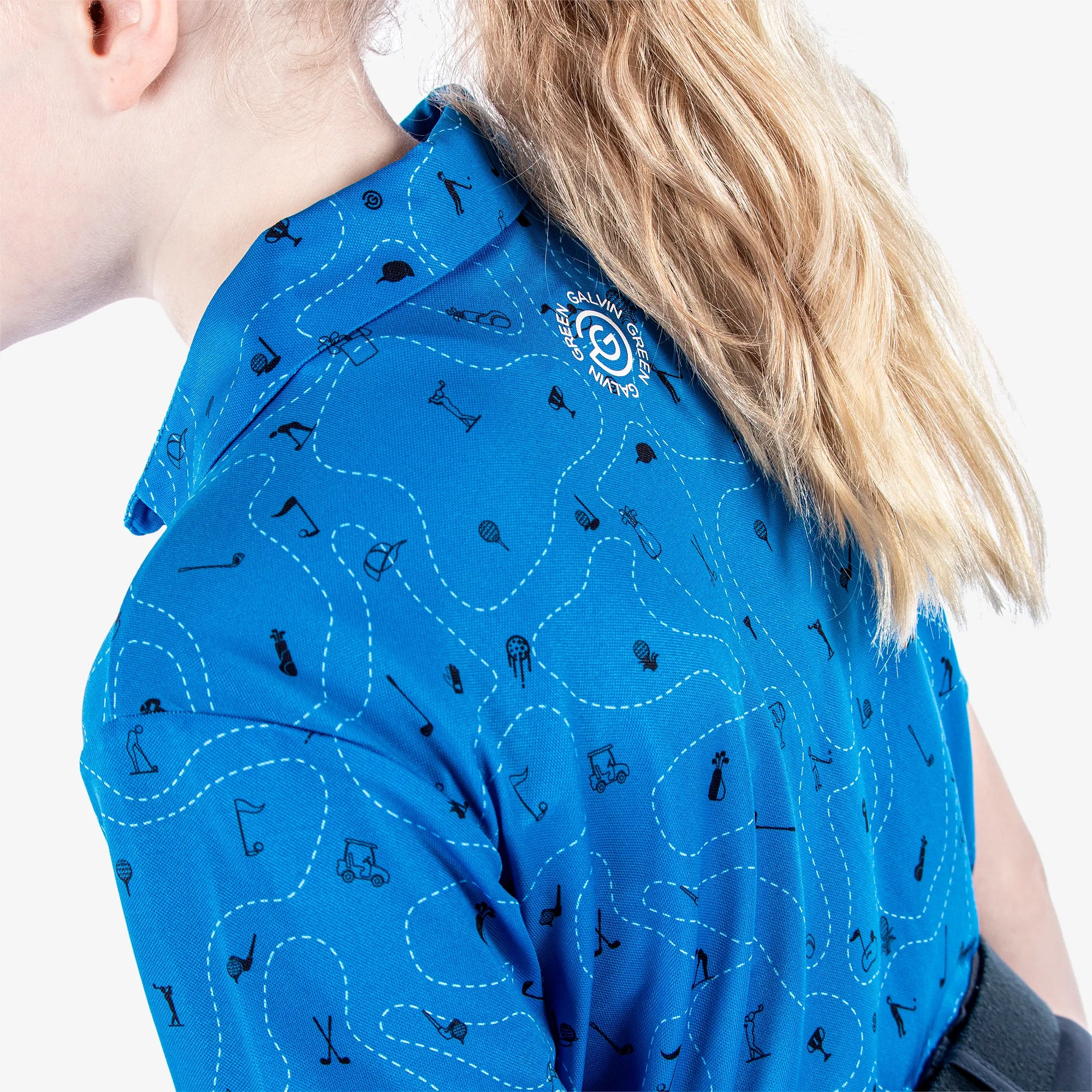 Rowan is a Breathable short sleeve golf shirt for Juniors in the color Blue/Navy(5)